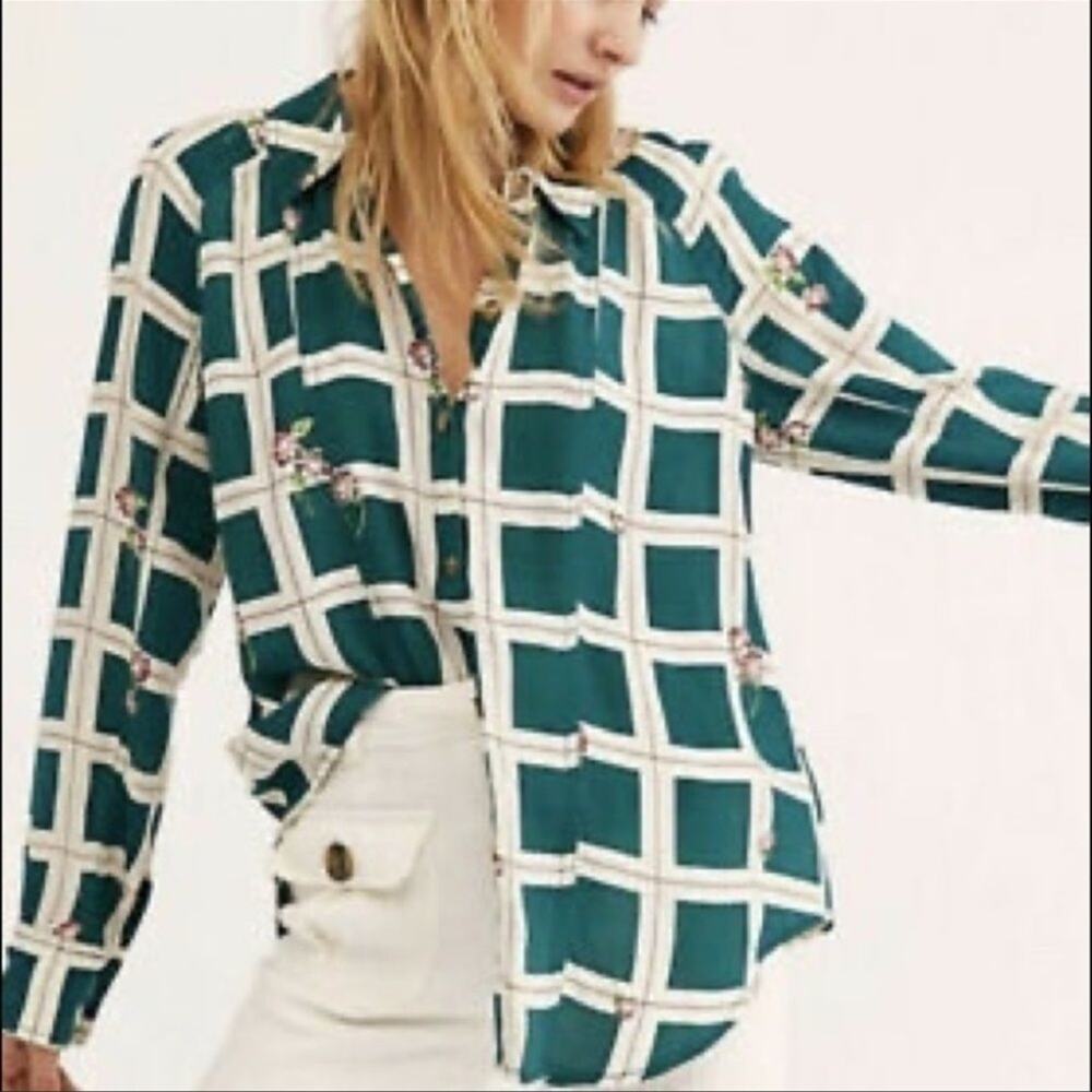 Free People |  Window To My Heart Button Down Shirt Size M